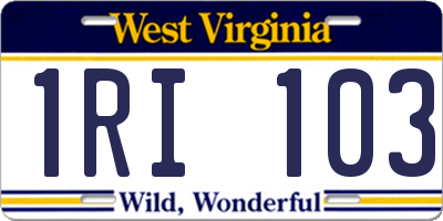 WV license plate 1RI103