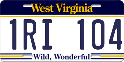 WV license plate 1RI104