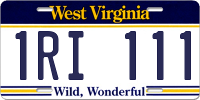 WV license plate 1RI111