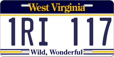 WV license plate 1RI117