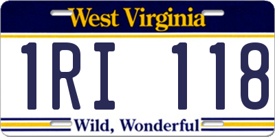 WV license plate 1RI118