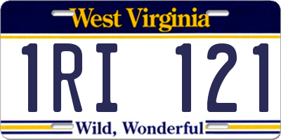 WV license plate 1RI121