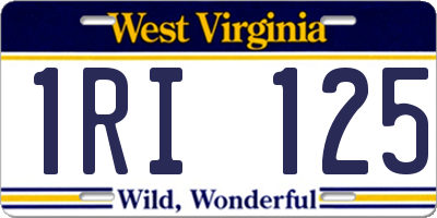 WV license plate 1RI125