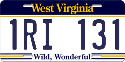 WV license plate 1RI131