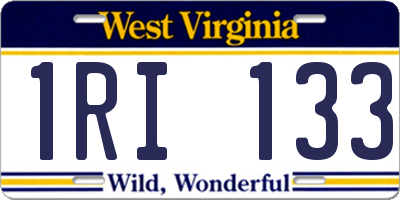 WV license plate 1RI133
