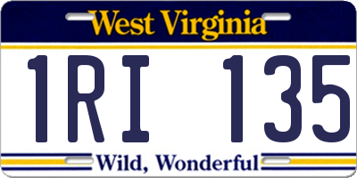 WV license plate 1RI135