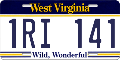 WV license plate 1RI141