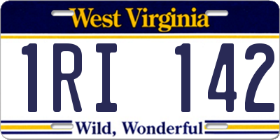 WV license plate 1RI142