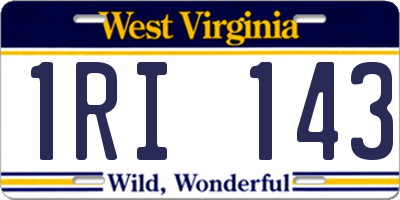 WV license plate 1RI143