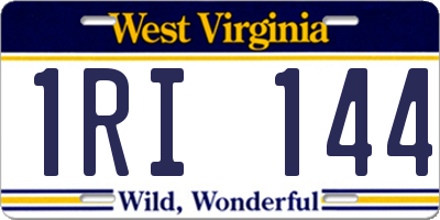 WV license plate 1RI144