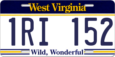 WV license plate 1RI152
