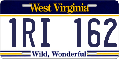 WV license plate 1RI162
