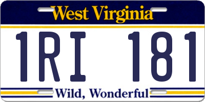 WV license plate 1RI181