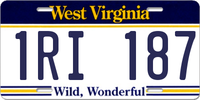 WV license plate 1RI187