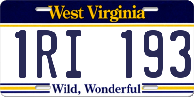 WV license plate 1RI193