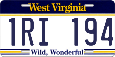 WV license plate 1RI194
