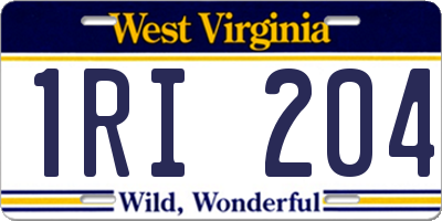 WV license plate 1RI204