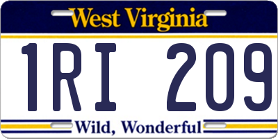 WV license plate 1RI209