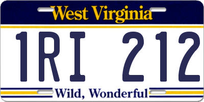 WV license plate 1RI212