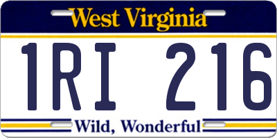 WV license plate 1RI216