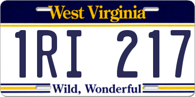 WV license plate 1RI217