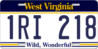 WV license plate 1RI218