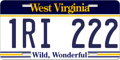 WV license plate 1RI222