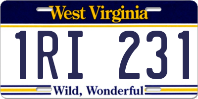 WV license plate 1RI231