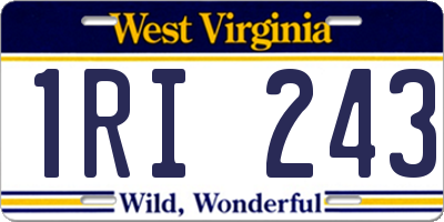 WV license plate 1RI243