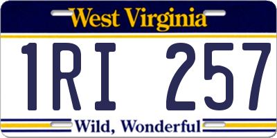 WV license plate 1RI257