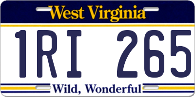 WV license plate 1RI265