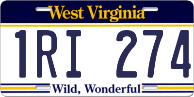 WV license plate 1RI274