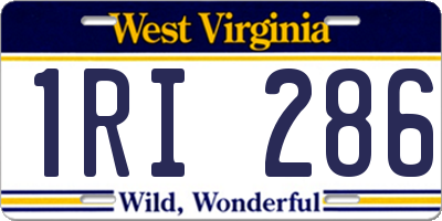 WV license plate 1RI286
