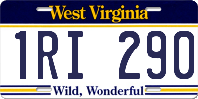 WV license plate 1RI290