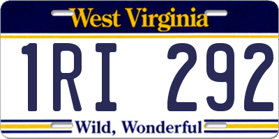 WV license plate 1RI292