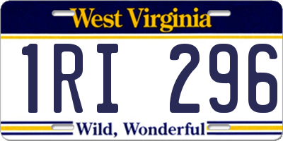 WV license plate 1RI296