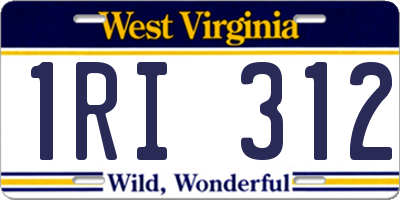 WV license plate 1RI312