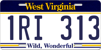 WV license plate 1RI313