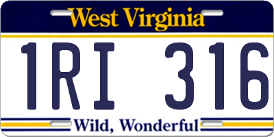 WV license plate 1RI316