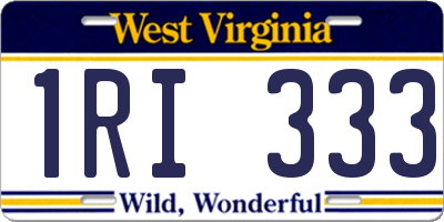 WV license plate 1RI333