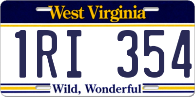 WV license plate 1RI354
