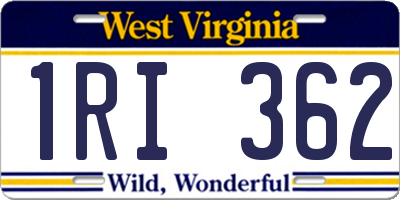 WV license plate 1RI362