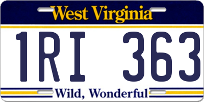 WV license plate 1RI363