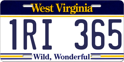 WV license plate 1RI365