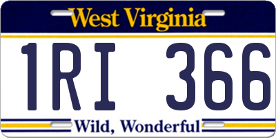 WV license plate 1RI366