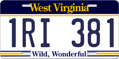 WV license plate 1RI381