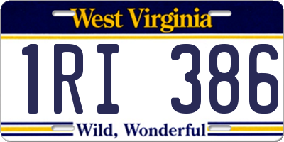 WV license plate 1RI386