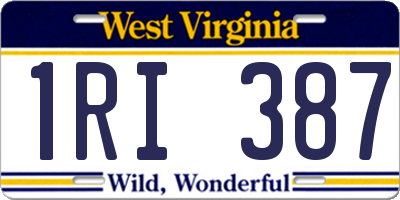 WV license plate 1RI387