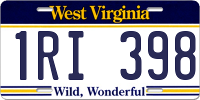 WV license plate 1RI398