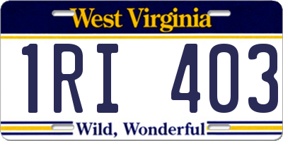 WV license plate 1RI403